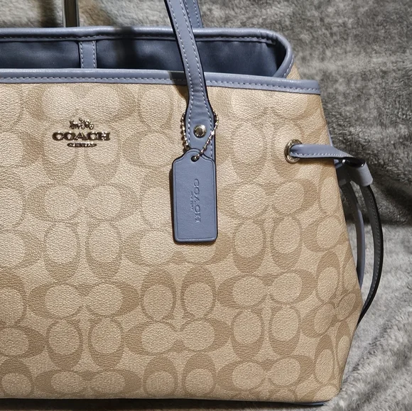 Coach Tan and Gray Signature Tote - Picture 2 of 8